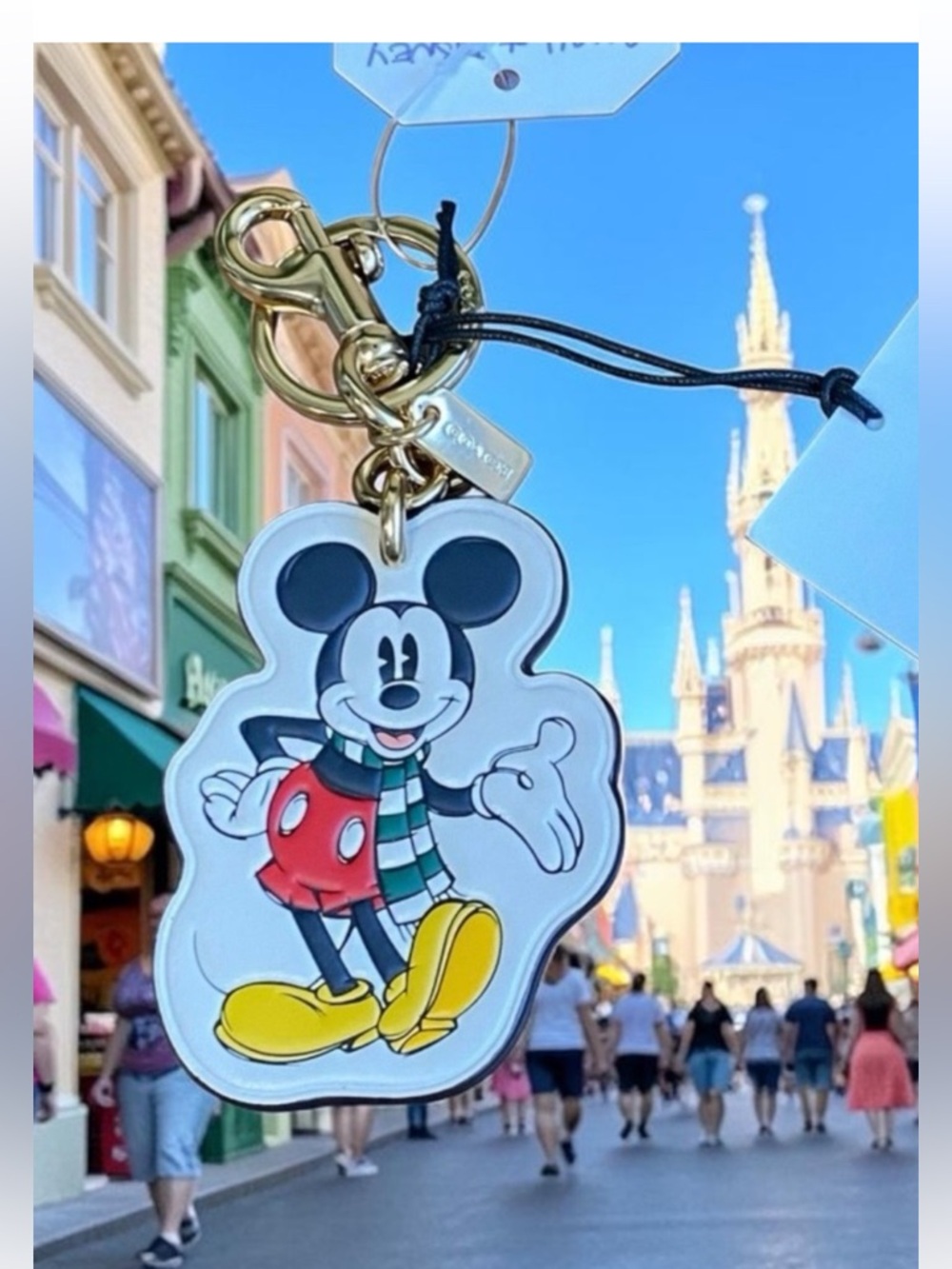 COACH X DISNEY MICKEY Mouse LEATHER KEYCHAIN BAG, CHARM HANG TAG NWT
